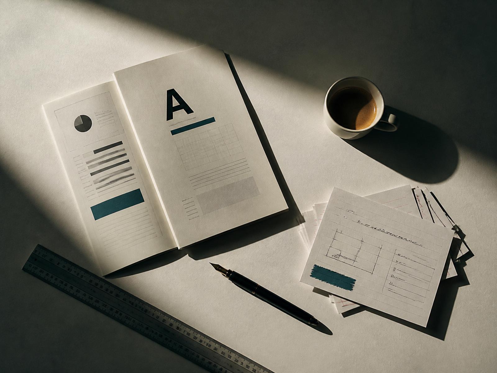 A professional reading a printed report by a sunlit window